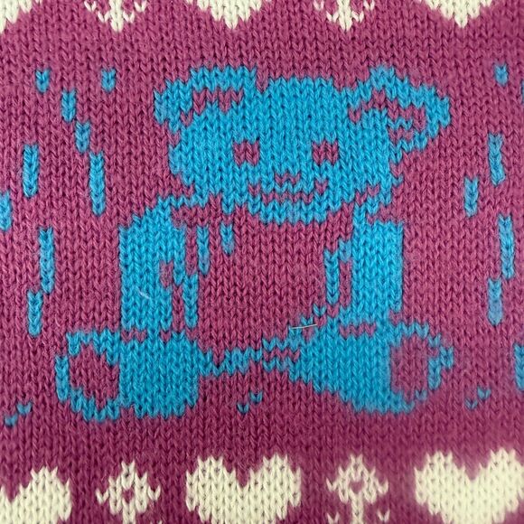 Vintage JCPenney Purple Teddy Bear Sweater Vest Girls' M (10-12) - Picture 12 of 13